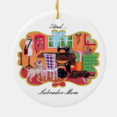 Persoonlijke labradors in Mam's naairuimte Keramisch Ornament (Achterkant)