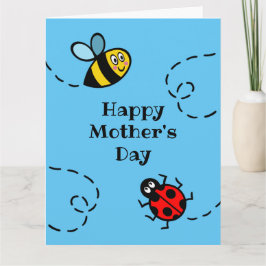 Persoonlijke Ladybird + Bumblebee Moederdag Kaart