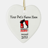Persoonlijke Lakeshore PAWS-hartversificatie Keramisch Ornament (Rechts)