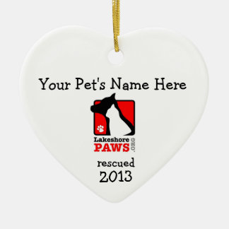 Persoonlijke Lakeshore PAWS-hartversificatie Keramisch Ornament