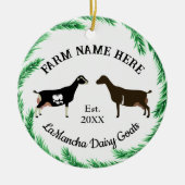 Persoonlijke LaMancha melkgeit dennengroen krans Keramisch Ornament (Voorkant)