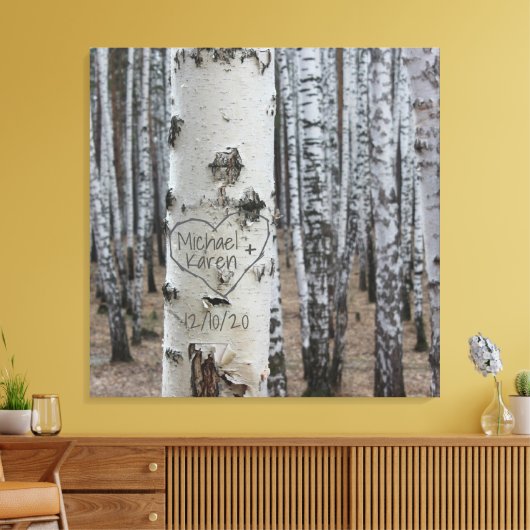 Persoonlijke landelijke gegraveerde namen in hartv canvas afdruk (Insitu (Woonkamer))