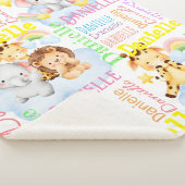 Persoonlijke lange meisjesnaam met babydieren sherpa deken (3/4)