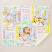 Persoonlijke lange meisjesnaam met babydieren sherpa deken (Voorkant (horizontaal))