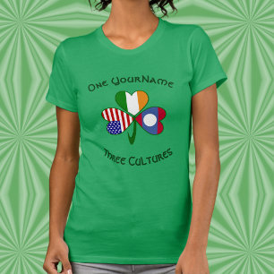 Persoonlijke Laos Ierland USA Shamrock Dames T-shirt