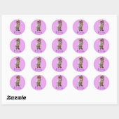 Persoonlijke lapjeskat kitten lavendel ronde sticker (Vel)