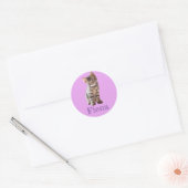 Persoonlijke lapjeskat kitten lavendel ronde sticker (Envelop)