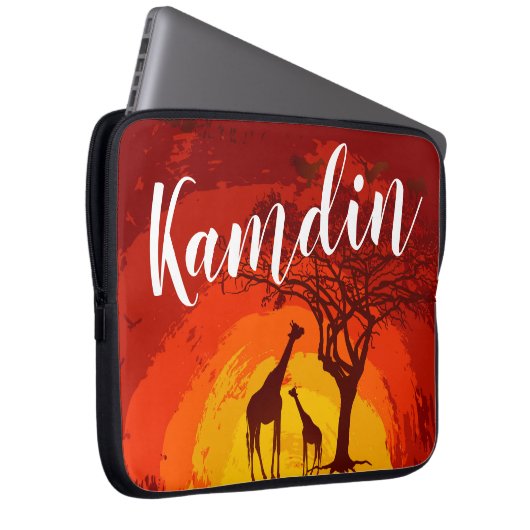 Persoonlijke laptop Hoesje Afrikaanse Safari Giraf Laptop Sleeve (Voorkant Rechts)