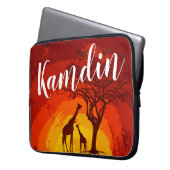 Persoonlijke laptop Hoesje Afrikaanse Safari Giraf Laptop Sleeve (Voorkant Links)