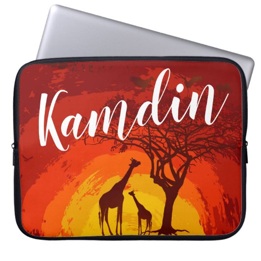 Persoonlijke laptop Hoesje Afrikaanse Safari Giraf Laptop Sleeve (Voorkant)