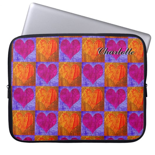 Persoonlijke laptophoes - Pop Art Hart Laptop Sleeve (Voorkant)