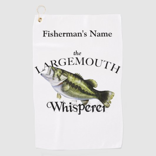 Persoonlijke Largemouth fluisteraar licht Gevist h Golfhanddoek (Voorkant)