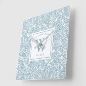 Persoonlijke late blauwe en witte flora vierkante klok (Hoek)