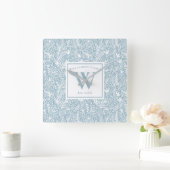 Persoonlijke late blauwe en witte flora vierkante klok (Huis)