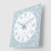 Persoonlijke late blauwe en witte flora vierkante klok (Hoek)