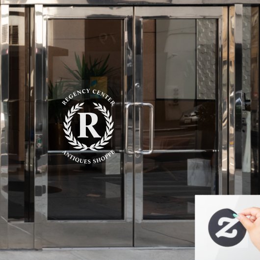 Persoonlijke laurierkrans venster sticker bord (Kantoordeur)