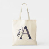 Persoonlijke Lavendel Bloem A Monogram Tas (Achterkant)