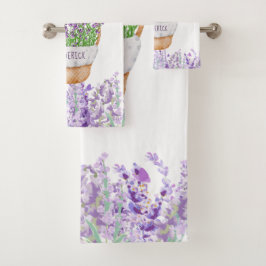 Persoonlijke Lavendel Bloemen Mand Paars Groen Bad Handdoek