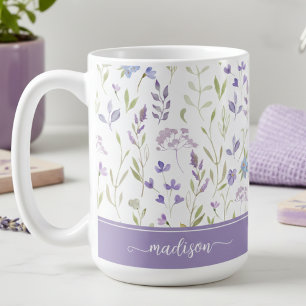 Persoonlijke lavendel bloemenmok koffiemok