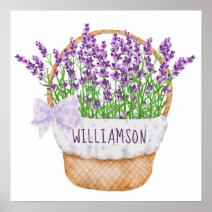 Persoonlijke lavendel bloemenpaars groen mandje poster