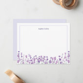 Persoonlijke Lavendel Bloemige Notitiekaart Notitiekaartje (Voorkant / Achterkant in situ)