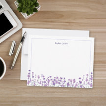 Persoonlijke Lavendel Bloemige Notitiekaart