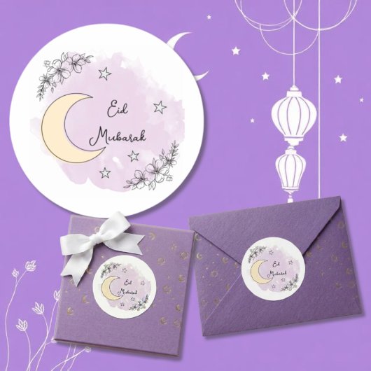 Persoonlijke Lavendel Eid Mubarak Stickers