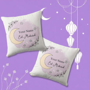 Persoonlijke lavendel Eid Mubarak-werpkussen Kussen