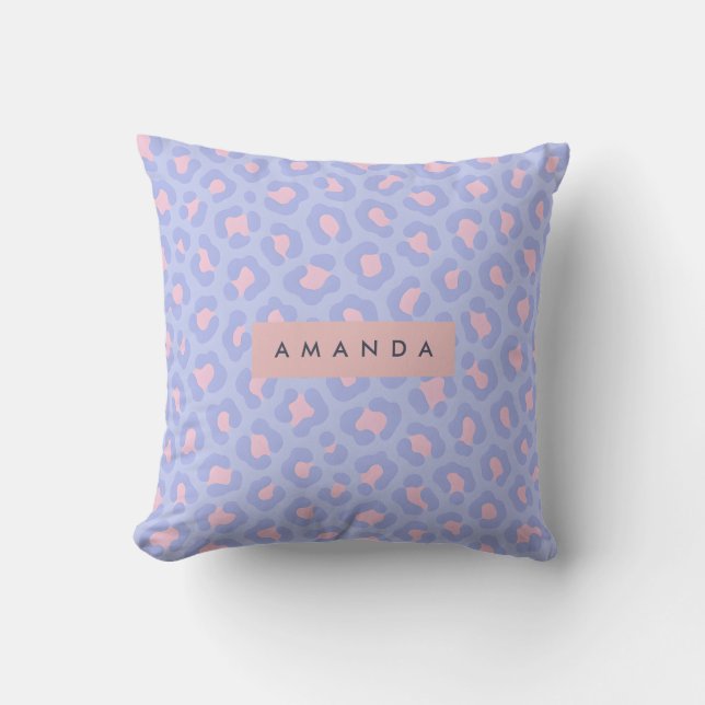 Persoonlijke Lavendel en Roze Roze Luipaardprint Kussen (Voorkant)