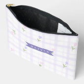 Persoonlijke Lavendel Gingham Bloemen Naam Cadeau Etui (Open)