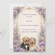 Persoonlijke Lavendel Golden Retriever Trouwuitnod