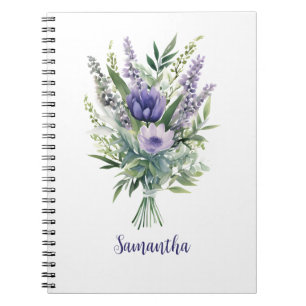 Persoonlijke lavendel paarse bloemen Eucalyptus Notitieboek