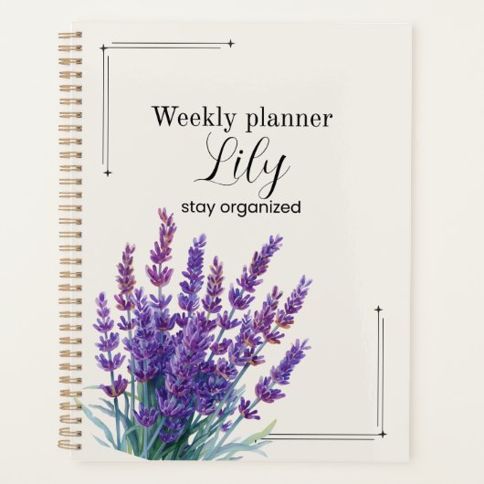 Persoonlijke Lavendel Planner Weekelijkse Bloemstu (Voorkant)