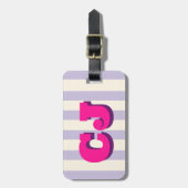 Persoonlijke Lavendel Streep Monogram Op Maat Bagagelabel (Voorkant verticaal)