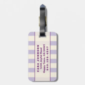 Persoonlijke Lavendel Streep Monogram Op Maat Bagagelabel (Achterkant verticaal)