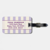 Persoonlijke Lavendel Streep Monogram Op Maat Bagagelabel (Achterkant horizontaal)