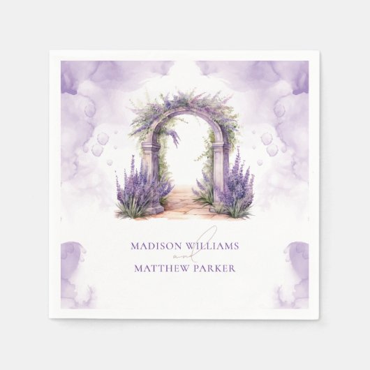 Persoonlijke Lavendel Tuin Bruiloft Servet (Voorkant)