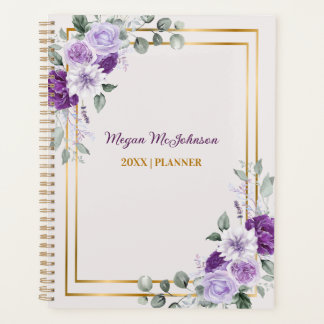 Persoonlijke lavendel waterverf bloemen planner