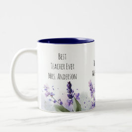 Persoonlijke lavendelbloemen Leraren Waardering Tweekleurige Koffiemok