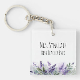 Persoonlijke lavendelbloemen Lerarenwaardering Sleutelhanger