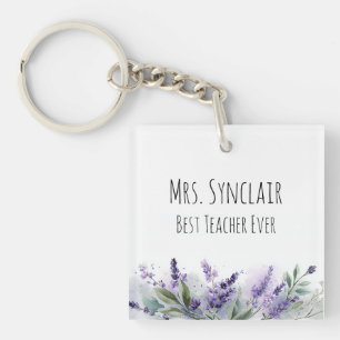Persoonlijke lavendelbloemen Lerarenwaardering Sleutelhanger