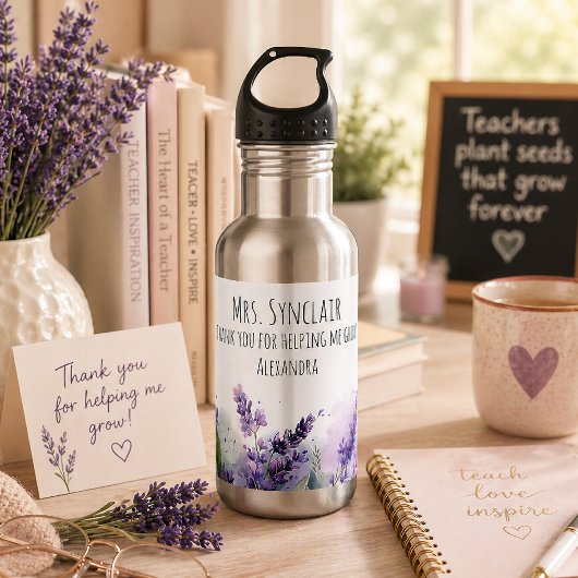 Persoonlijke lavendelbloemen Lerarenwaardering Waterfles