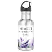Persoonlijke lavendelbloemen Lerarenwaardering Waterfles (Voorkant)