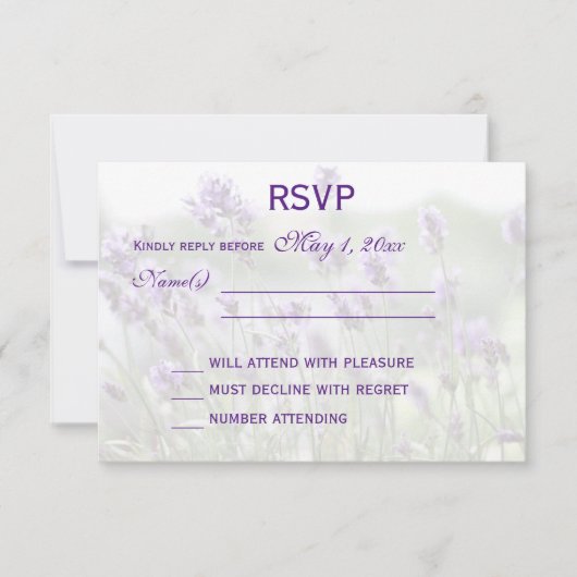 Persoonlijke lavender Bohemian Wedding RSVP-Kaarte RSVP Kaartje (Voorkant)