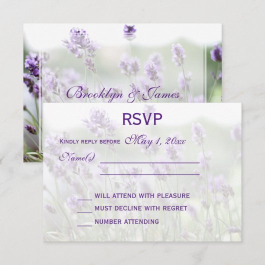 Persoonlijke lavender Bohemian Wedding RSVP-Kaarte RSVP Kaartje (Voorkant / Achterkant)