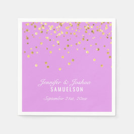 Persoonlijke LAVENDER Gold Confetti Wedding Servet