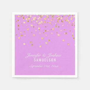 Persoonlijke LAVENDER Gold Confetti Wedding Servet