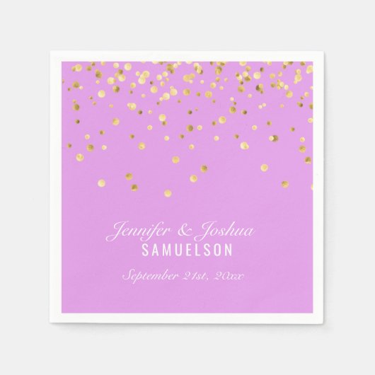 Persoonlijke LAVENDER Gold Confetti Wedding Servet (Voorkant)