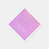 Persoonlijke LAVENDER Gold Confetti Wedding Servet (Hoek)
