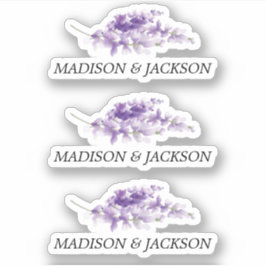 Persoonlijke lavender Waterverf Wedding Sticker